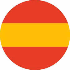 Circle featuring the red and yellow horizontal stripes of the Spanish flag.