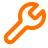 Orange wrench and screwdriver crossed icon.
