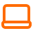 Orange laptop icon with rounded edges on white background.