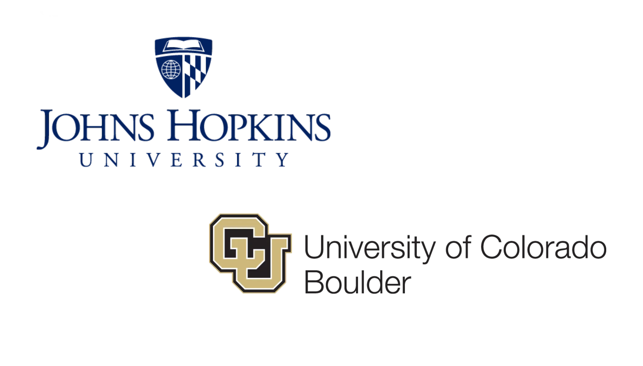 Johns Hopkins University and University of Colorado Boulder logos