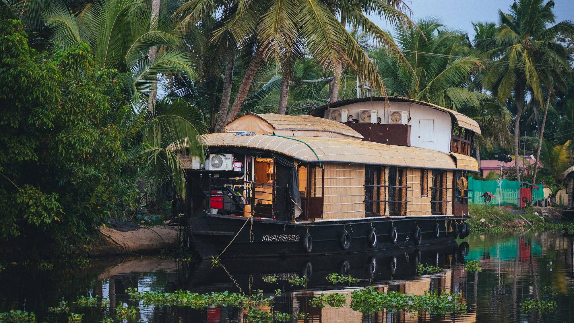 A houseboat on the Kerala backwaters, India