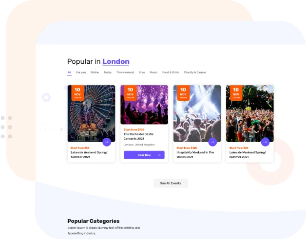 Event organizer advance dashboard