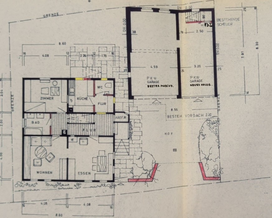 EG Grundriss inkl. Scheune 1967