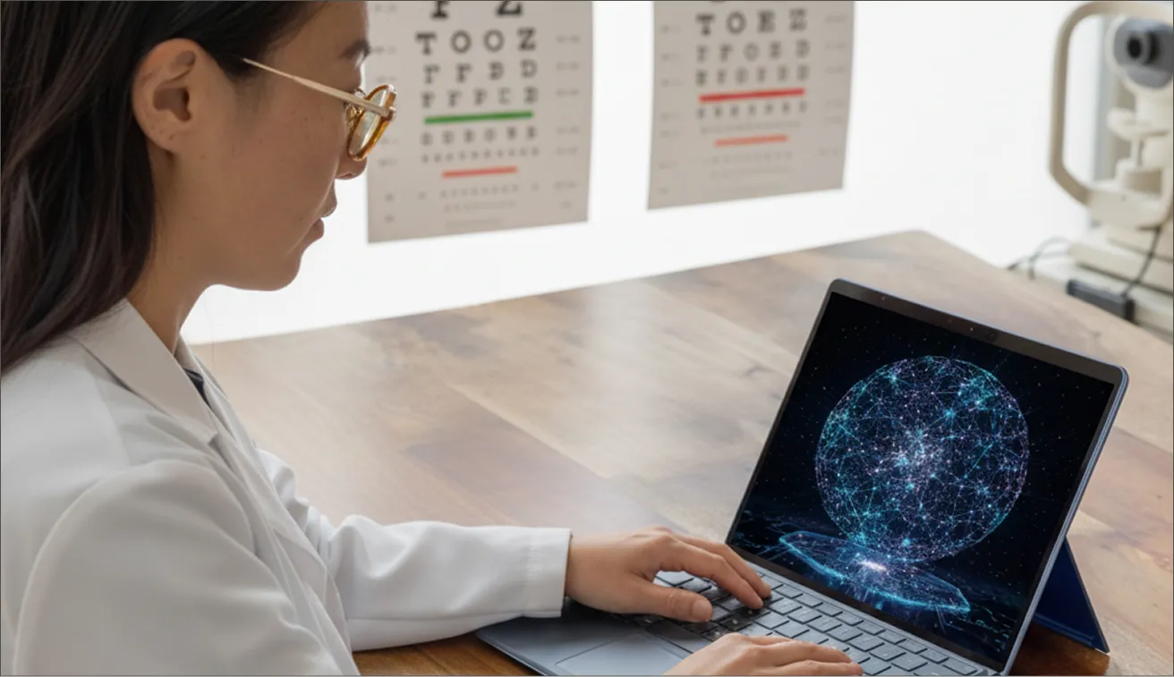Lady Scientist working on a laptop