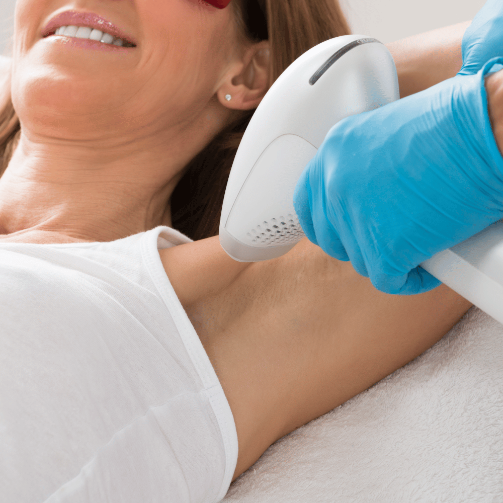 Underarm laser hair removal treatment performed by a licensed provider at Fanous Medspa in Charlotte, NC.