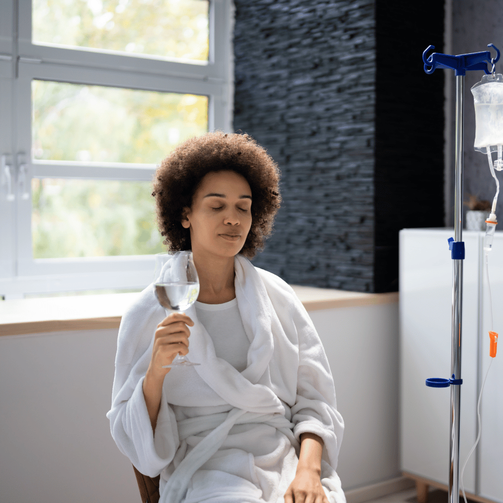 Client receiving safe, medical-grade IV hydration therapy at Fanous Medspa in Charlotte, NC.