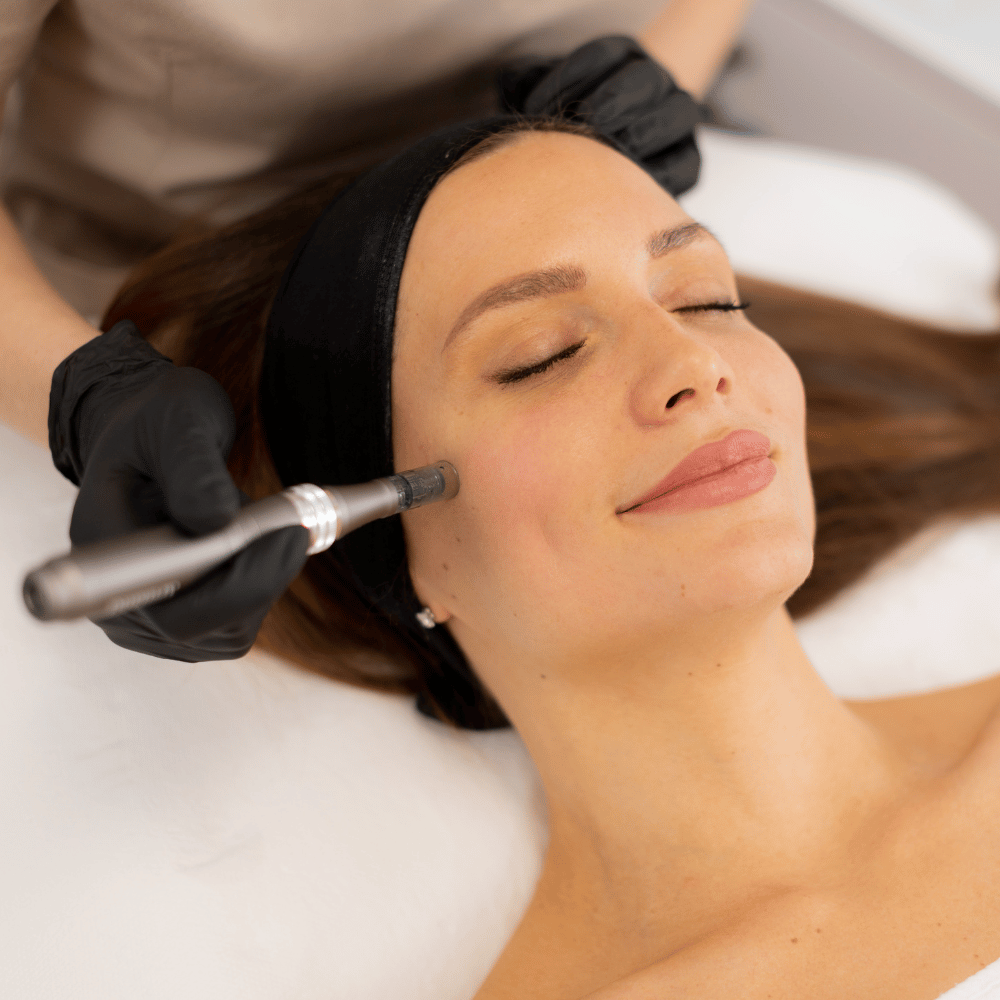 Client receiving an advanced facial designed to support clearer, healthier-looking skin at Fanous Medspa in Charlotte, NC.