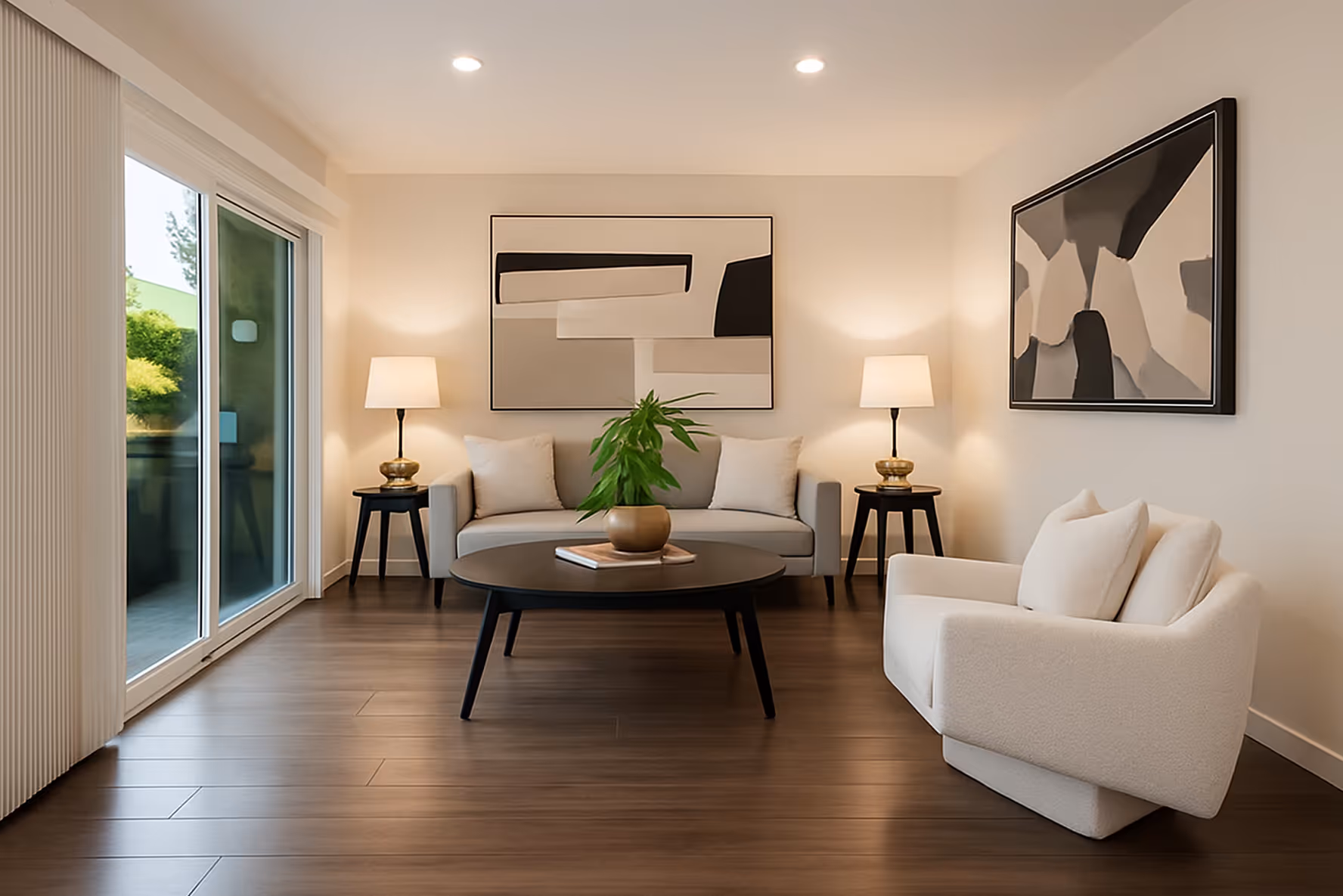 A living room with perfect art pieces