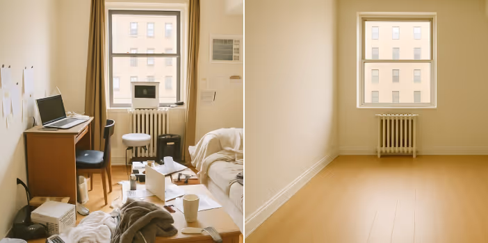 A small room with AI interior declutter suggestion