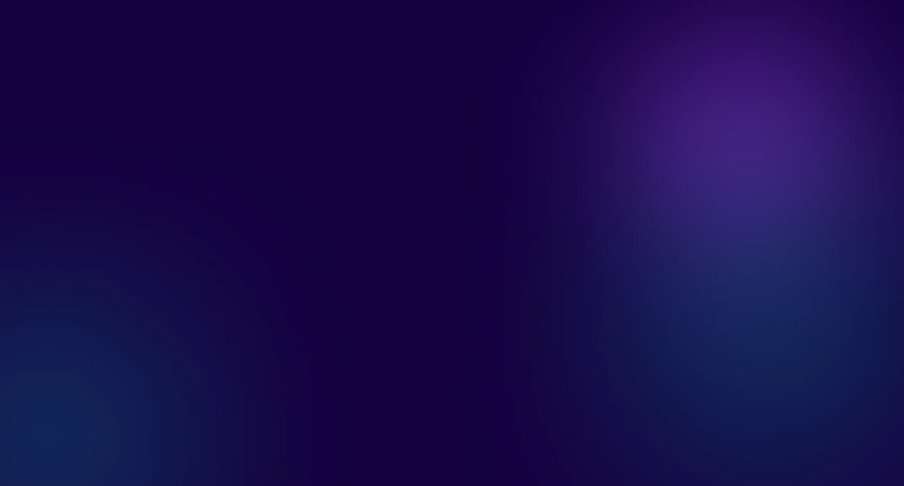 Abstract dark blue and purple gradient background with soft glowing light spots.