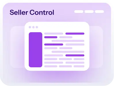 Illustration of a stylized web browser window with purple lines representing text on a light purple gradient background.