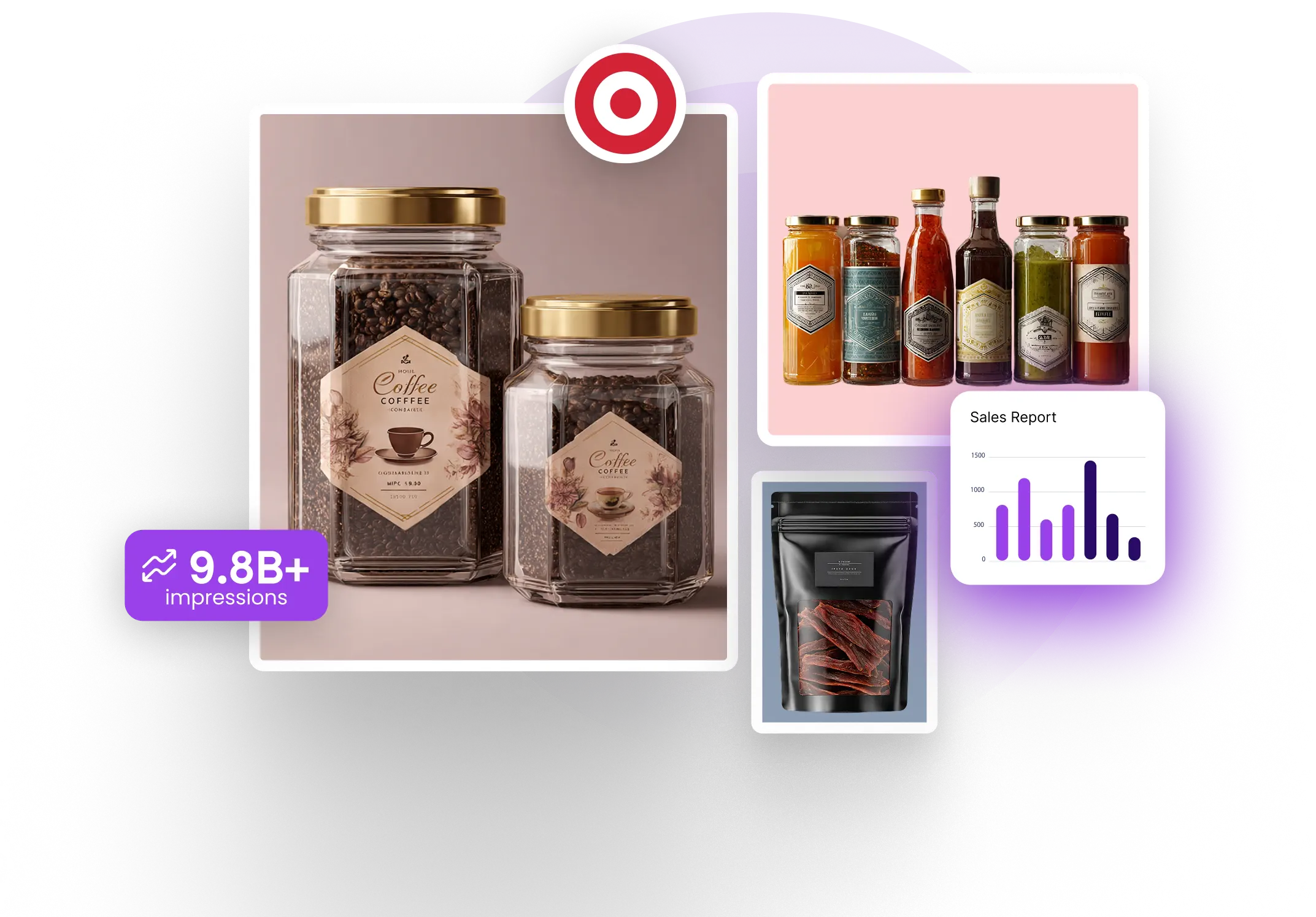 Interface showing brand data insight graph with $600 million marked, a 30% increased sales indicator, and the options Strategy, Performance, Structure, and Risk Process.