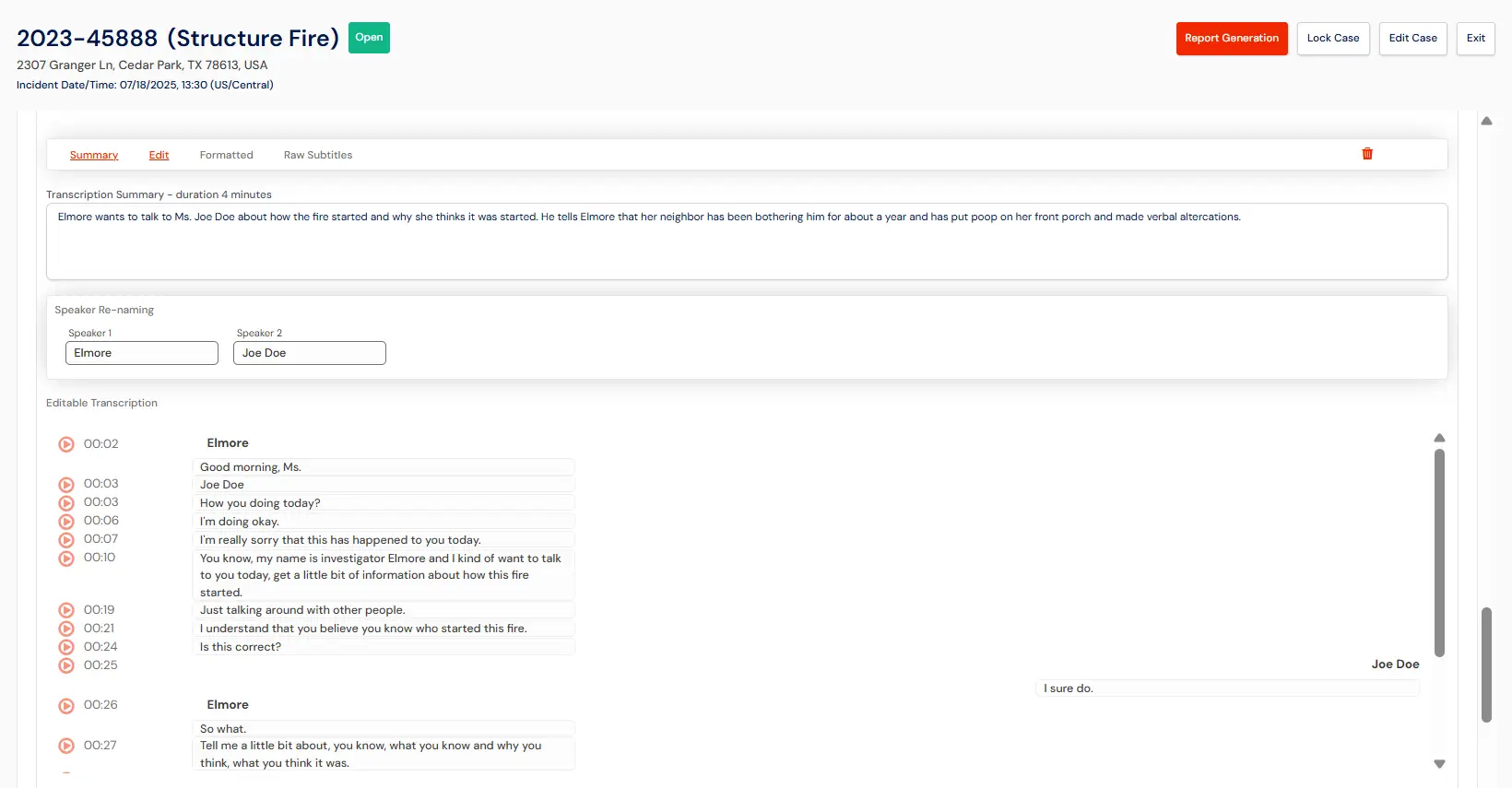 Witness Statement Transcription