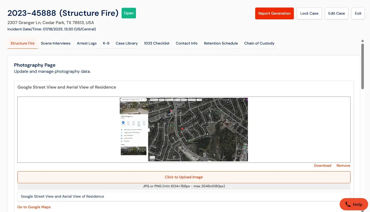 Fire Scene Data Logging Workflow
