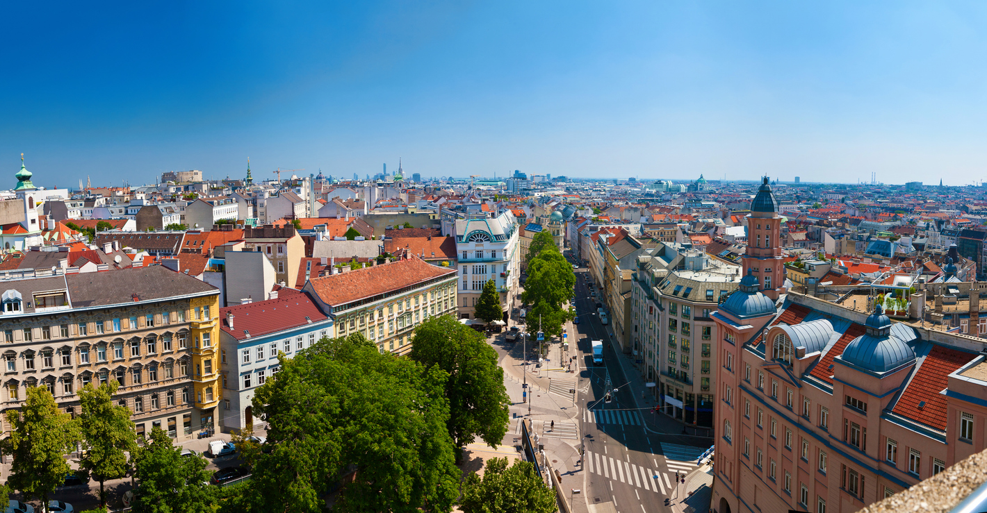 aerial view of vienna at midday