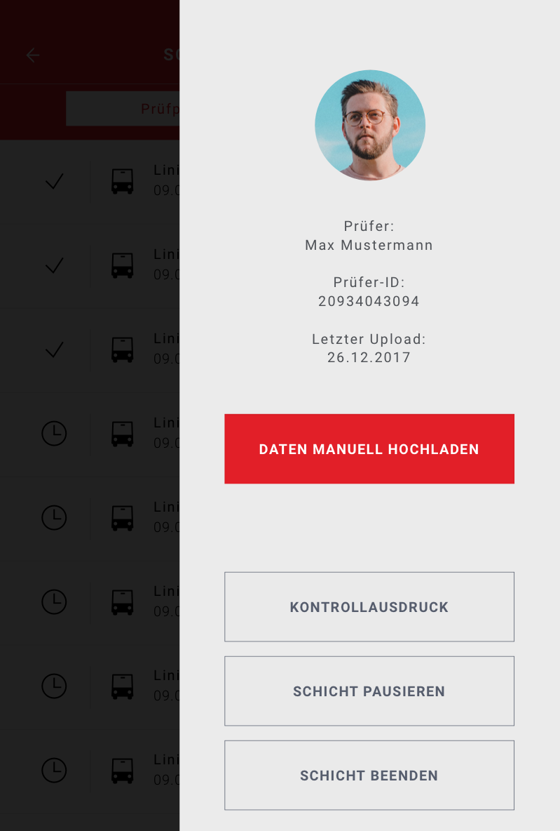 App-Profil des Kontrolleurs. 