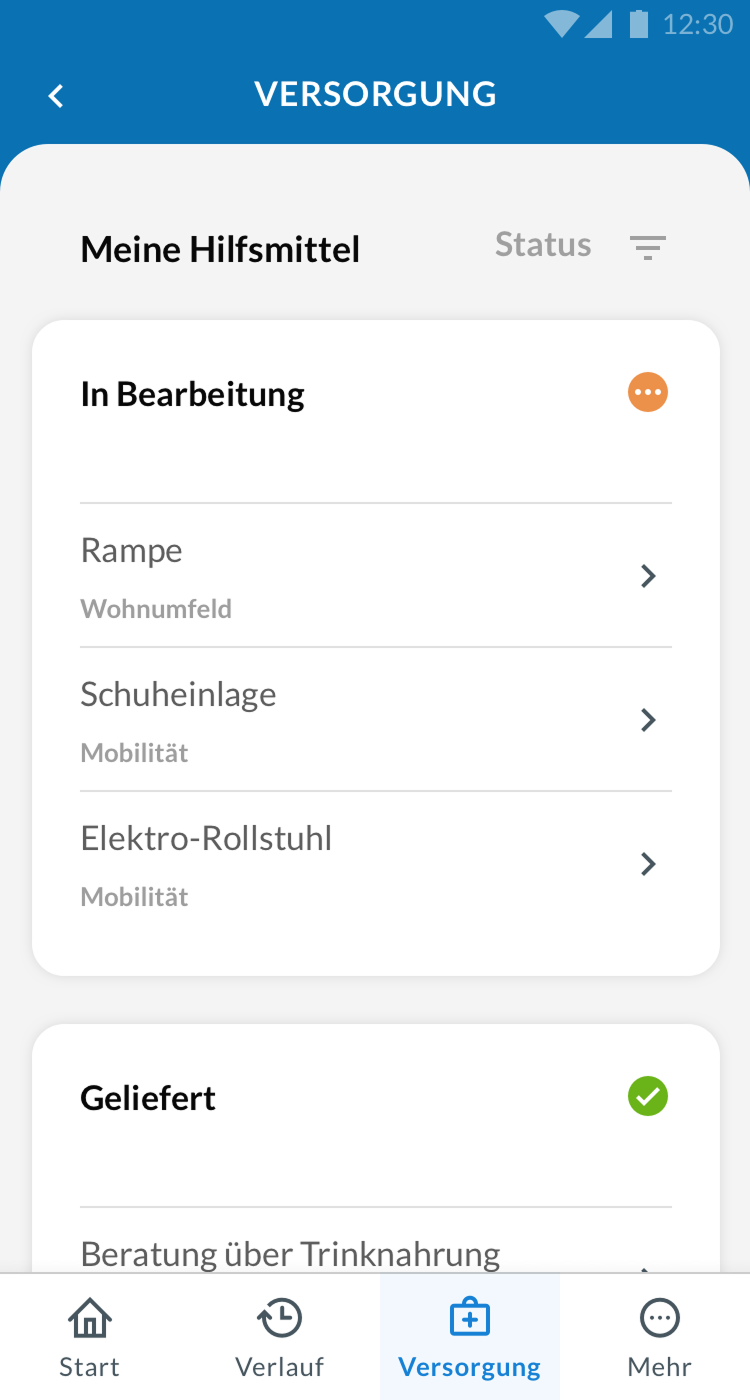 Screenshot von der Bearbeitung der Hilfsmittel.