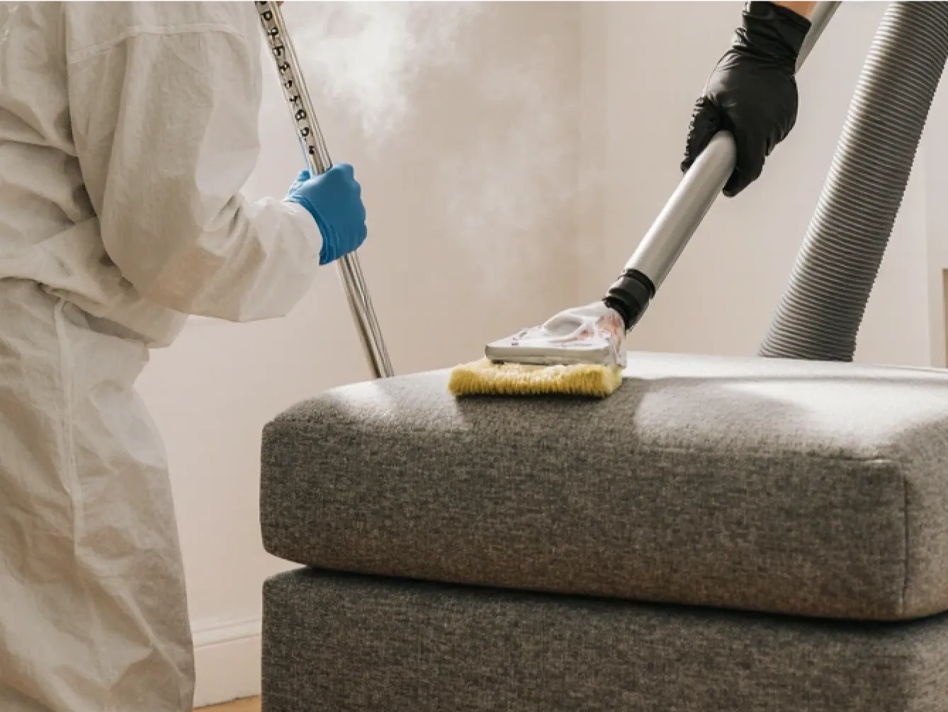 Deep cleaning upholstery with steam tools