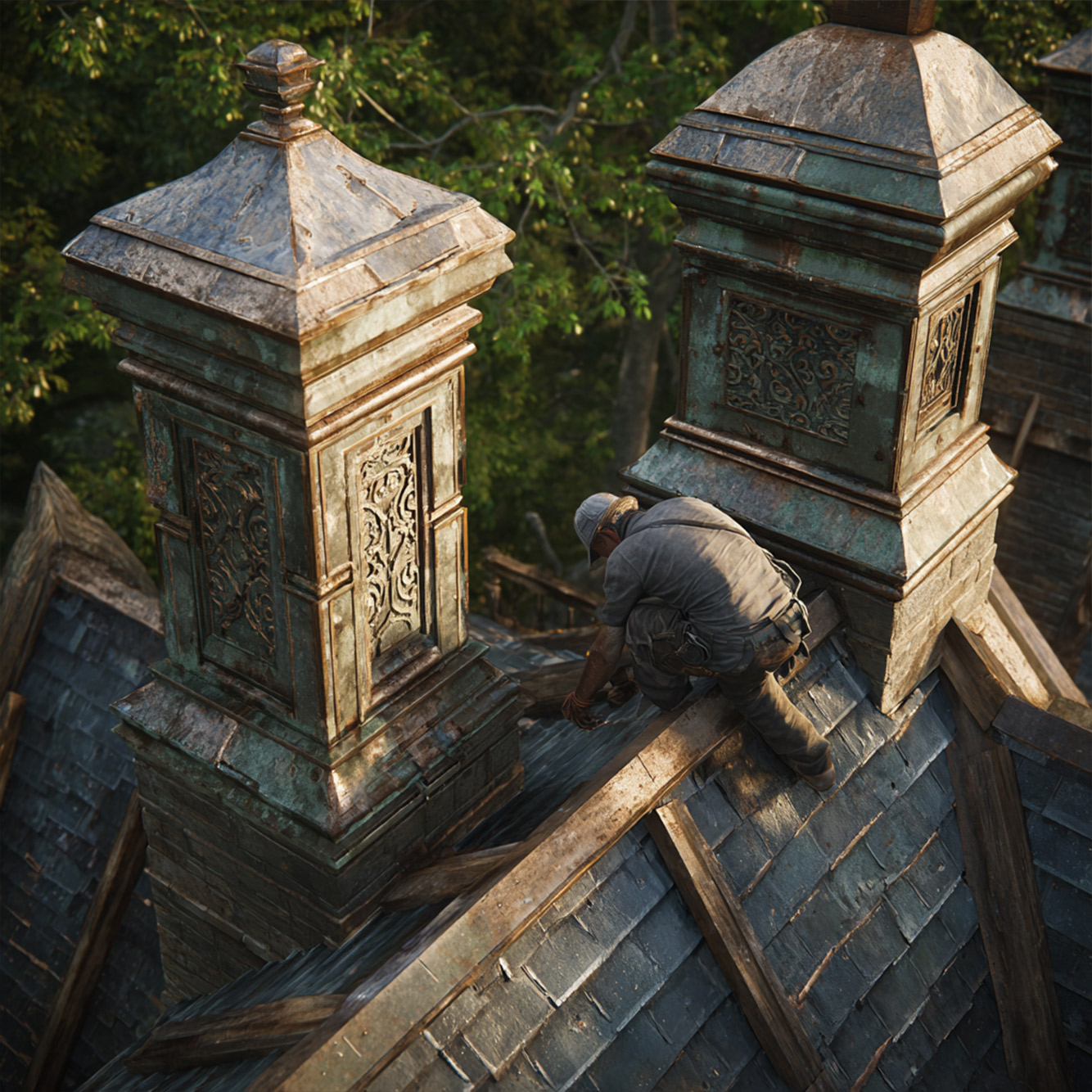 Craftsman working on turret