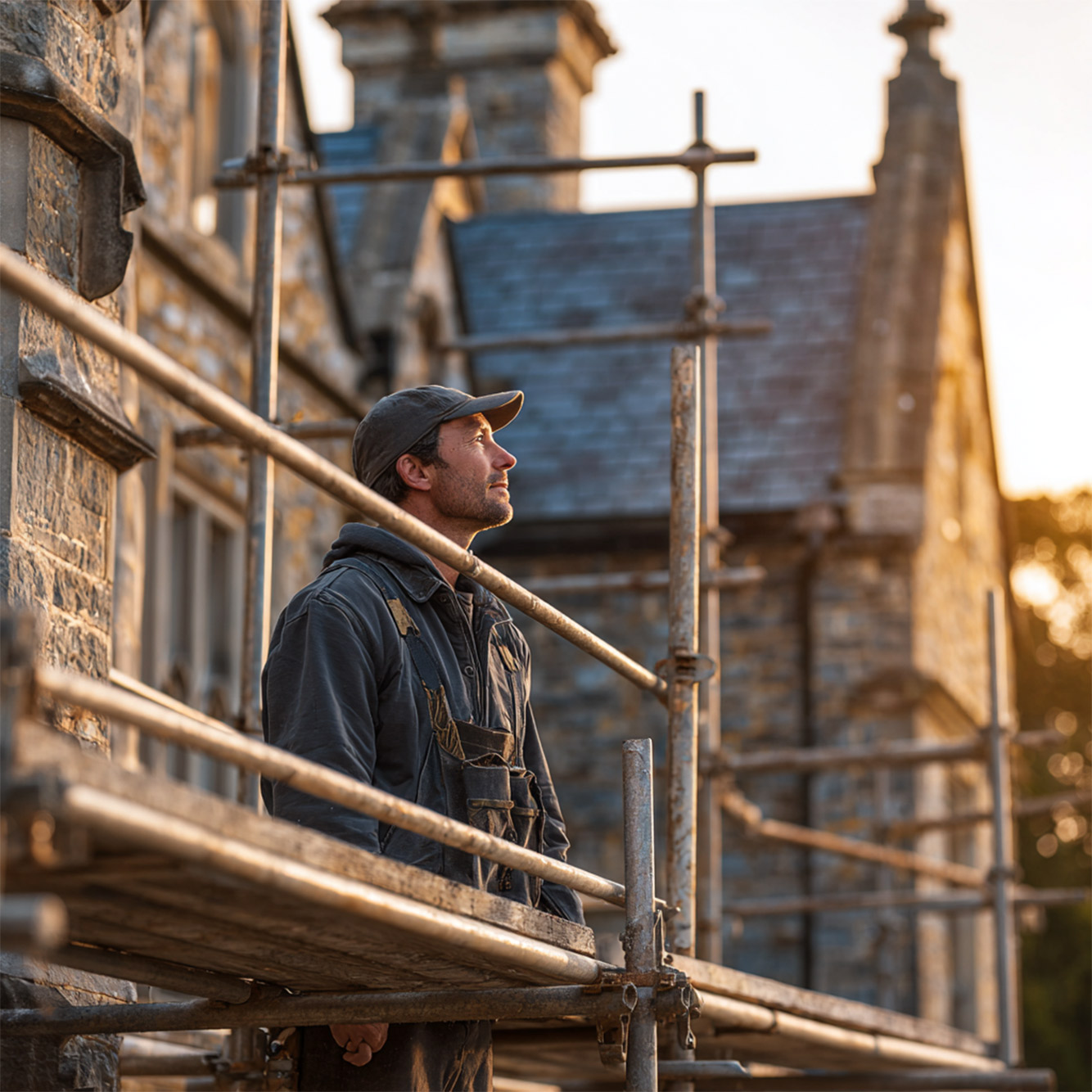 Craftsman assessing building