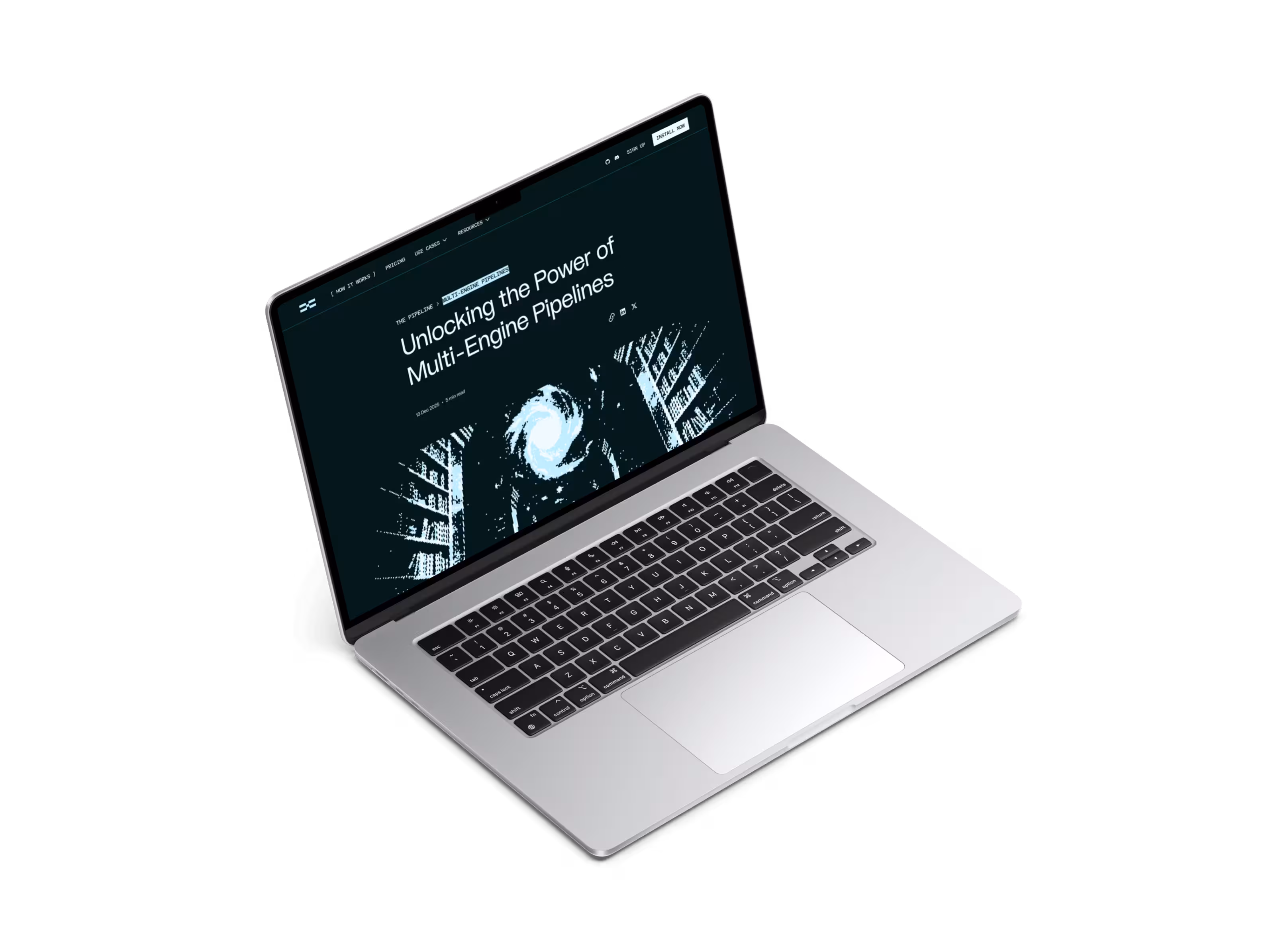 Xorq blog post mocked up on a laptop.