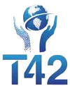 a logo with hands and a globe