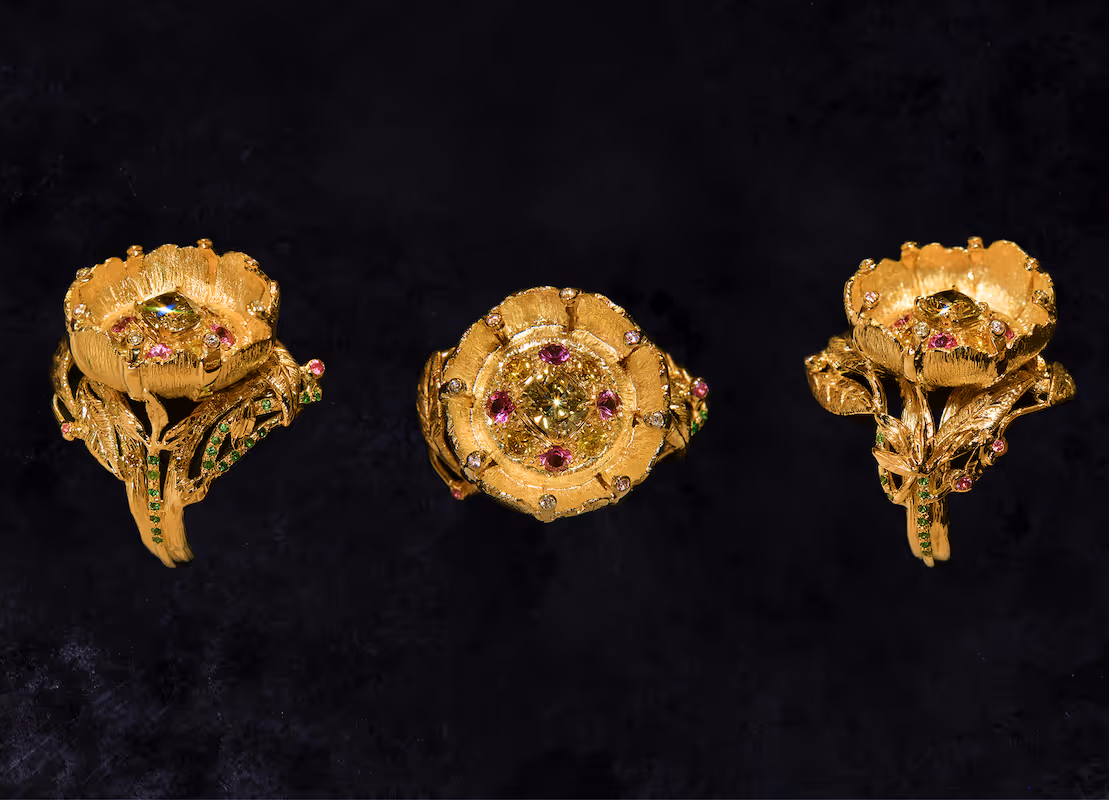 Bague pivoine japonaise