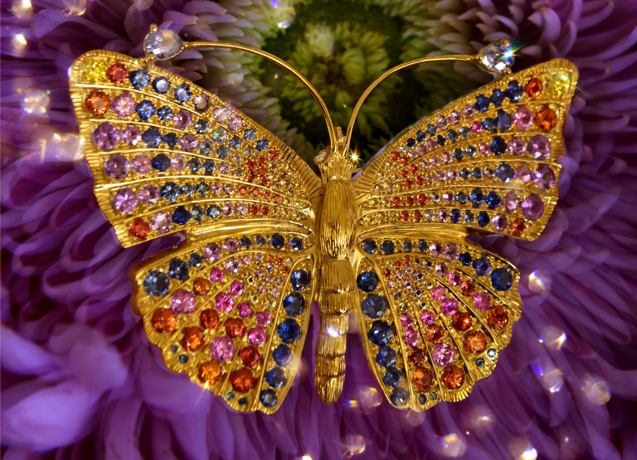 Broche Papillon arc-en-ciel de lumière