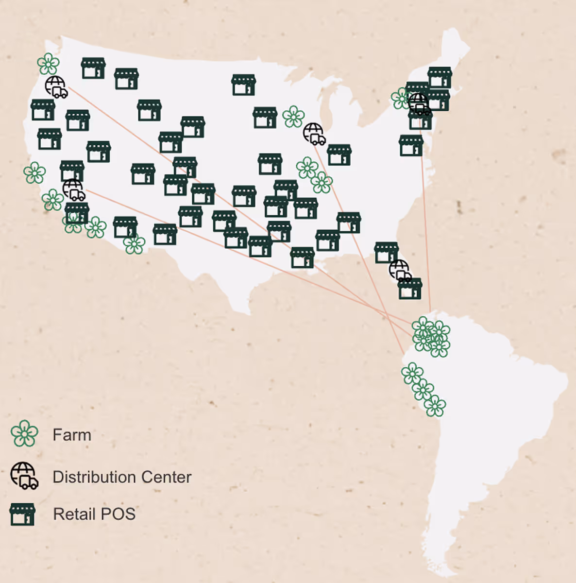 Bouqs' distribution map