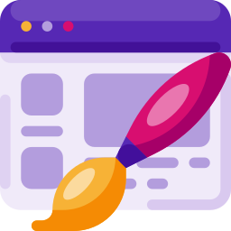 Illustration of a web browser window with a paintbrush symbolizing web design or creative editing.