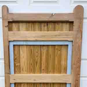 Softwood pedestrian gate with framed top section and T&G panelling.