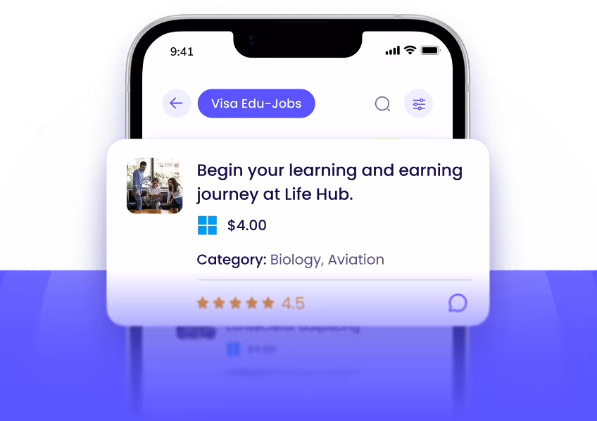 LifeHub AI-powered micro-learning app dashboard on tablet.