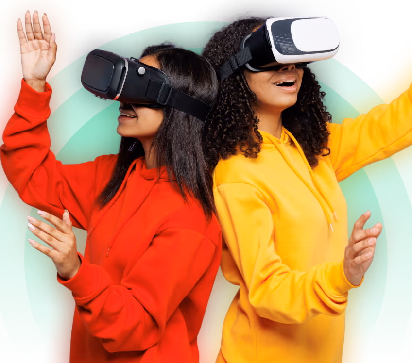 Students experiencing gamified micro-learning with VR.