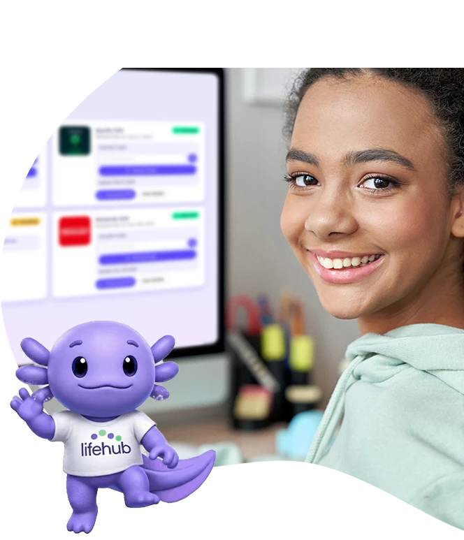 Fini AI Learning Coach header banner on Life Hub platform