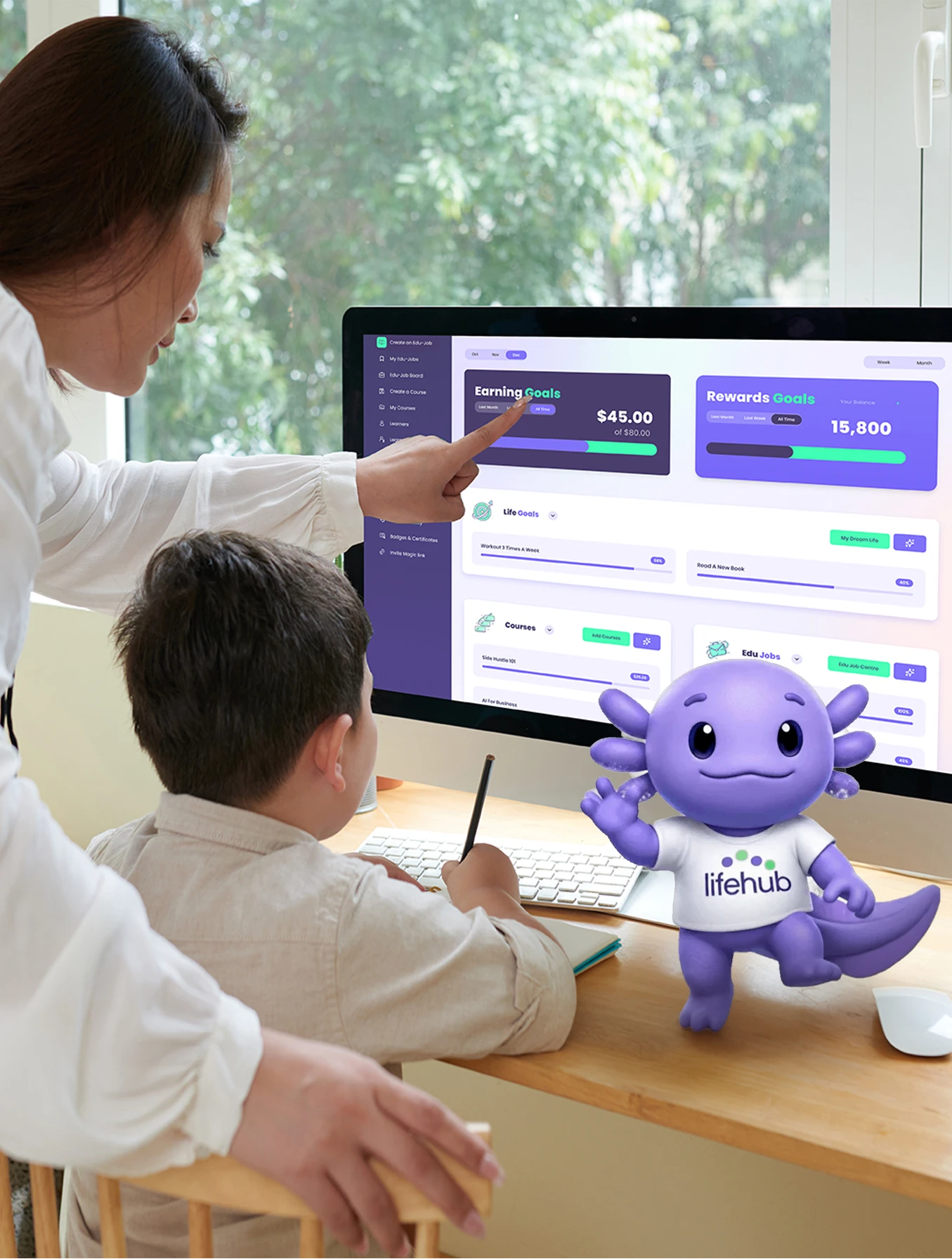 Fini AI Learning Coach app interface showing personalized student guidance