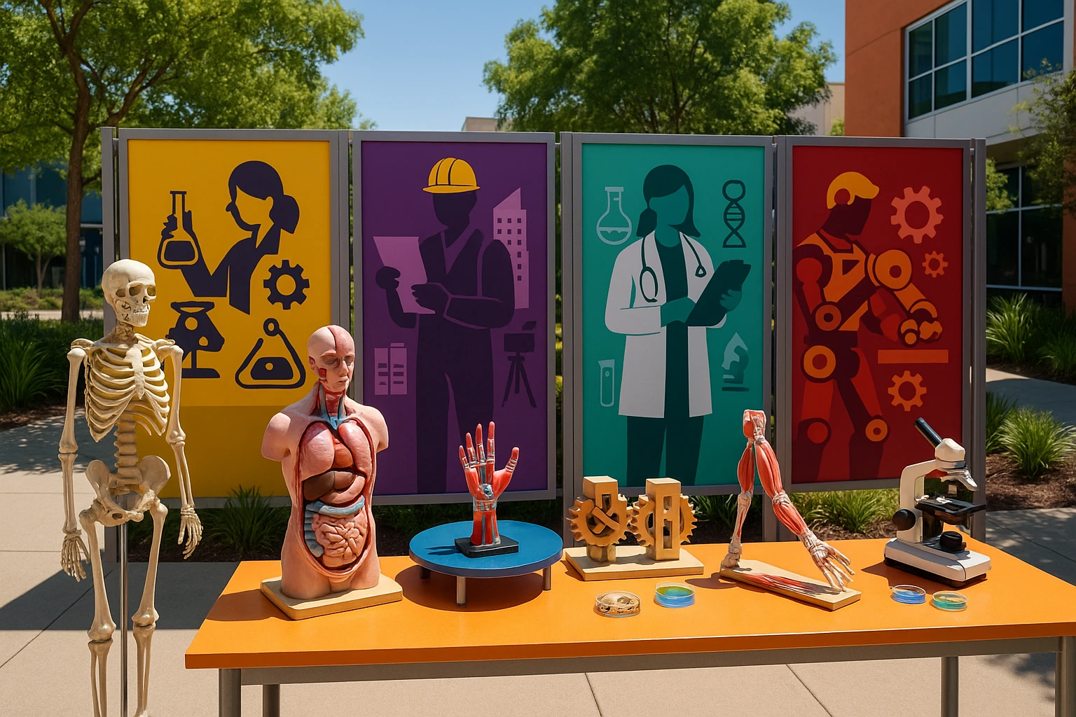 Engaging hands-on learning at the innovative MyoWorks educational hub.