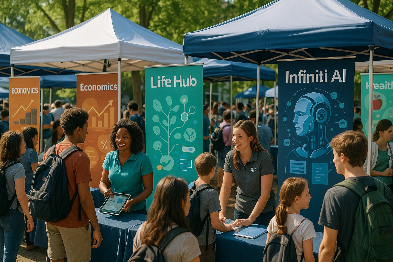 Educational fair showcases Life Hub Infiniti AI's innovative learning tools.