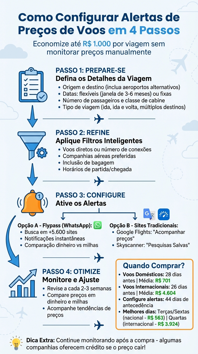 Passo a passo para configurar alertas de preços de voos e economizar