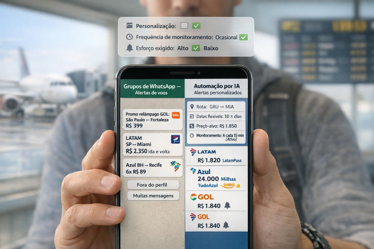 Alertas de voos: grupos de WhatsApp ou automação personalizada?