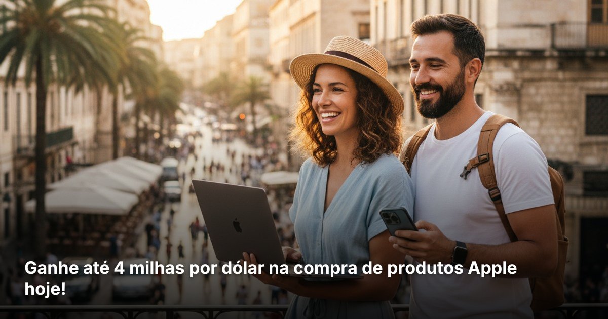 Ganhe até 4 milhas por dólar na compra de produtos Apple hoje!
