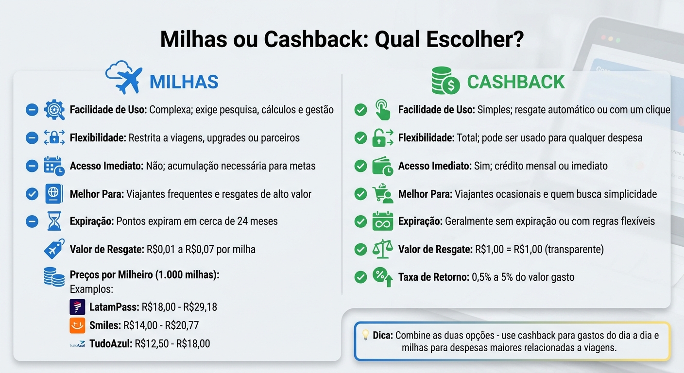 Comparação entre Milhas e Cashback: Vantagens e Desvantagens