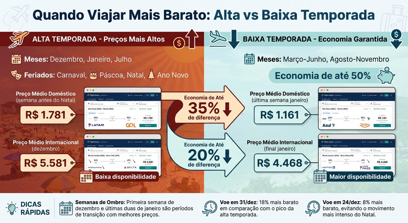 Comparação de Preços de Passagens Aéreas: Alta vs Baixa Temporada no Brasil