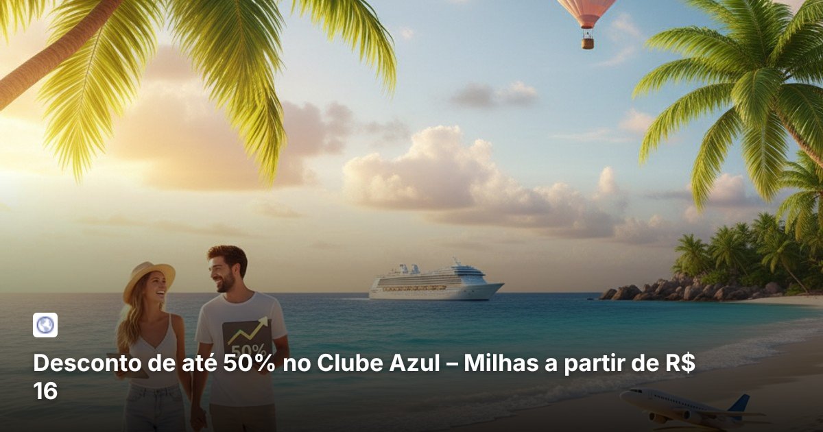 Desconto de até 50% no Clube Azul – Milhas a partir de R$ 16
