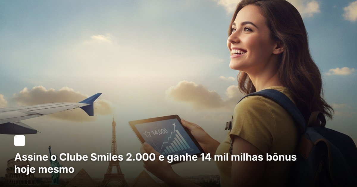 Assine o Clube Smiles 2.000 e ganhe 14 mil milhas bônus hoje mesmo