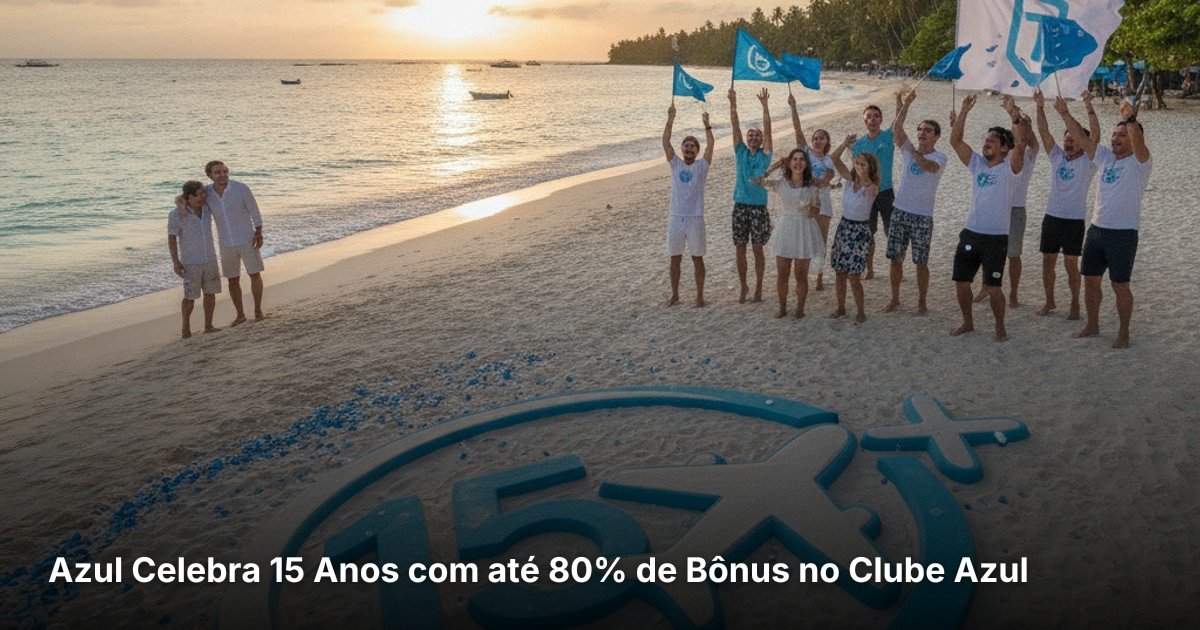 Azul Celebra 15 Anos com até 80% de Bônus no Clube Azul