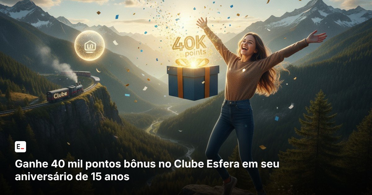 Ganhe 40 mil pontos bônus no Clube Esfera em seu aniversário de 15 anos