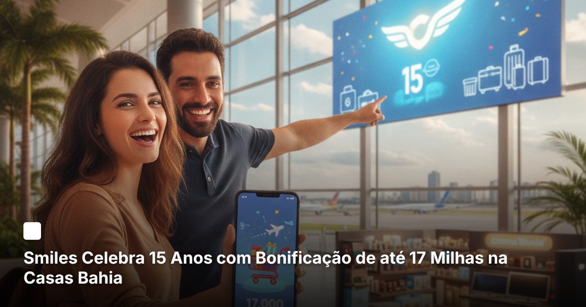 Smiles Celebra 15 Anos com Bonificação de até 17 Milhas na Casas Bahia