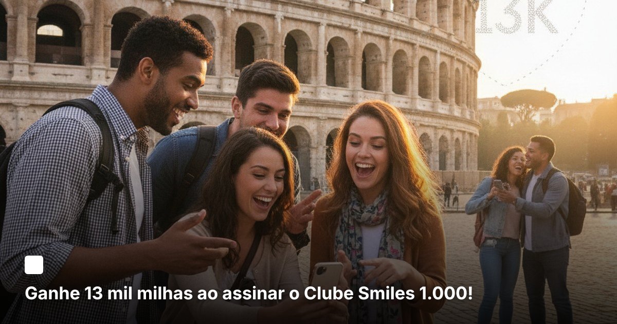 Ganhe 13 mil milhas ao assinar o Clube Smiles 1.000!