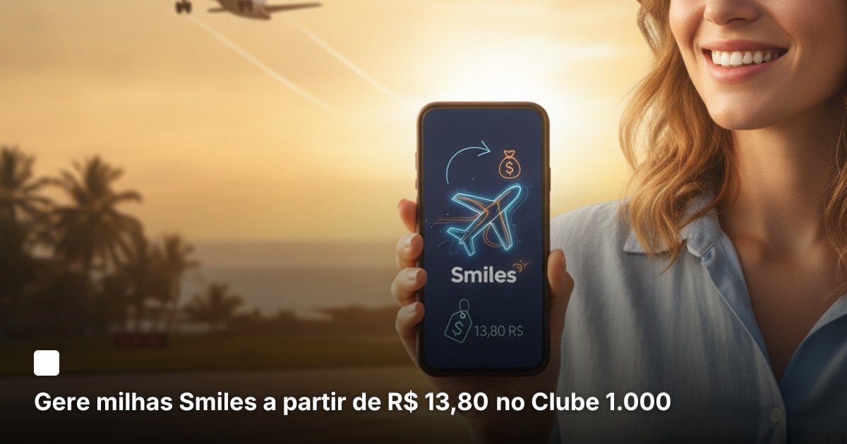 Gere milhas Smiles a partir de R$ 13,80 no Clube 1.000