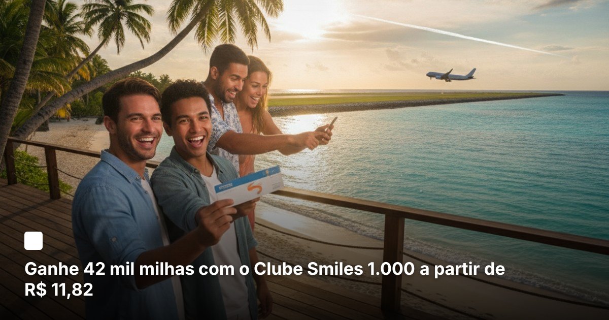 Ganhe 42 mil milhas com o Clube Smiles 1.000 a partir de R$ 11,82
